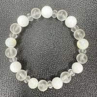 浄化&安定　パワーストーンブレス　15cm　フロスティクオーツ・ホワイトコーラル・水晶　浄化済み