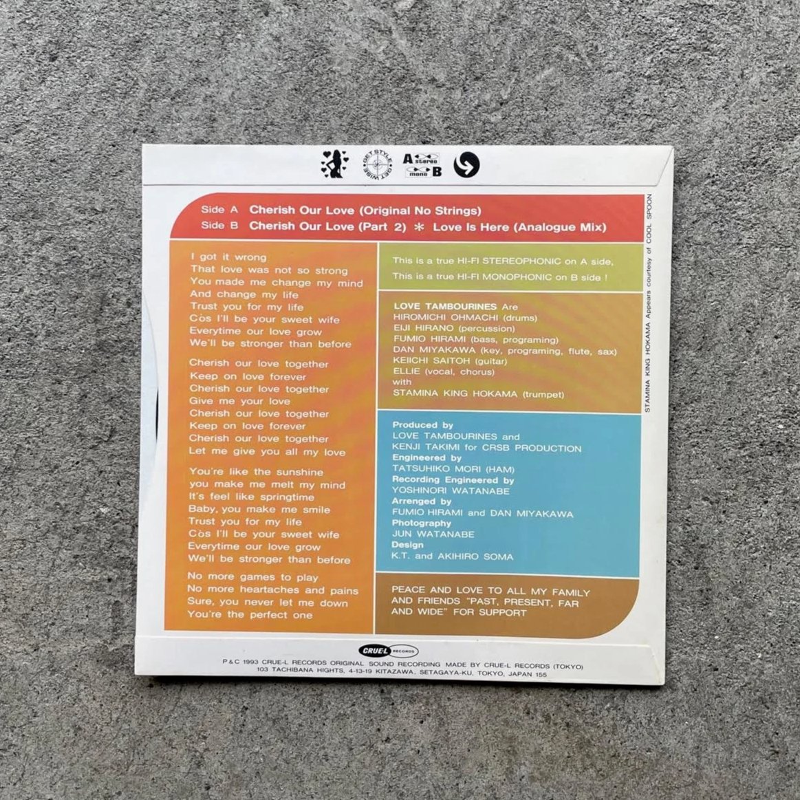 Love Tambourines - Cherish Our Love 7Inch Vinyl