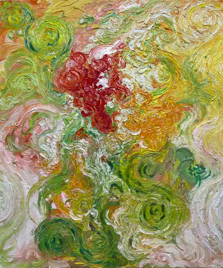 黄色い花 花盛り油彩画 油絵 絵画【白と黄色花】 - メルカリ