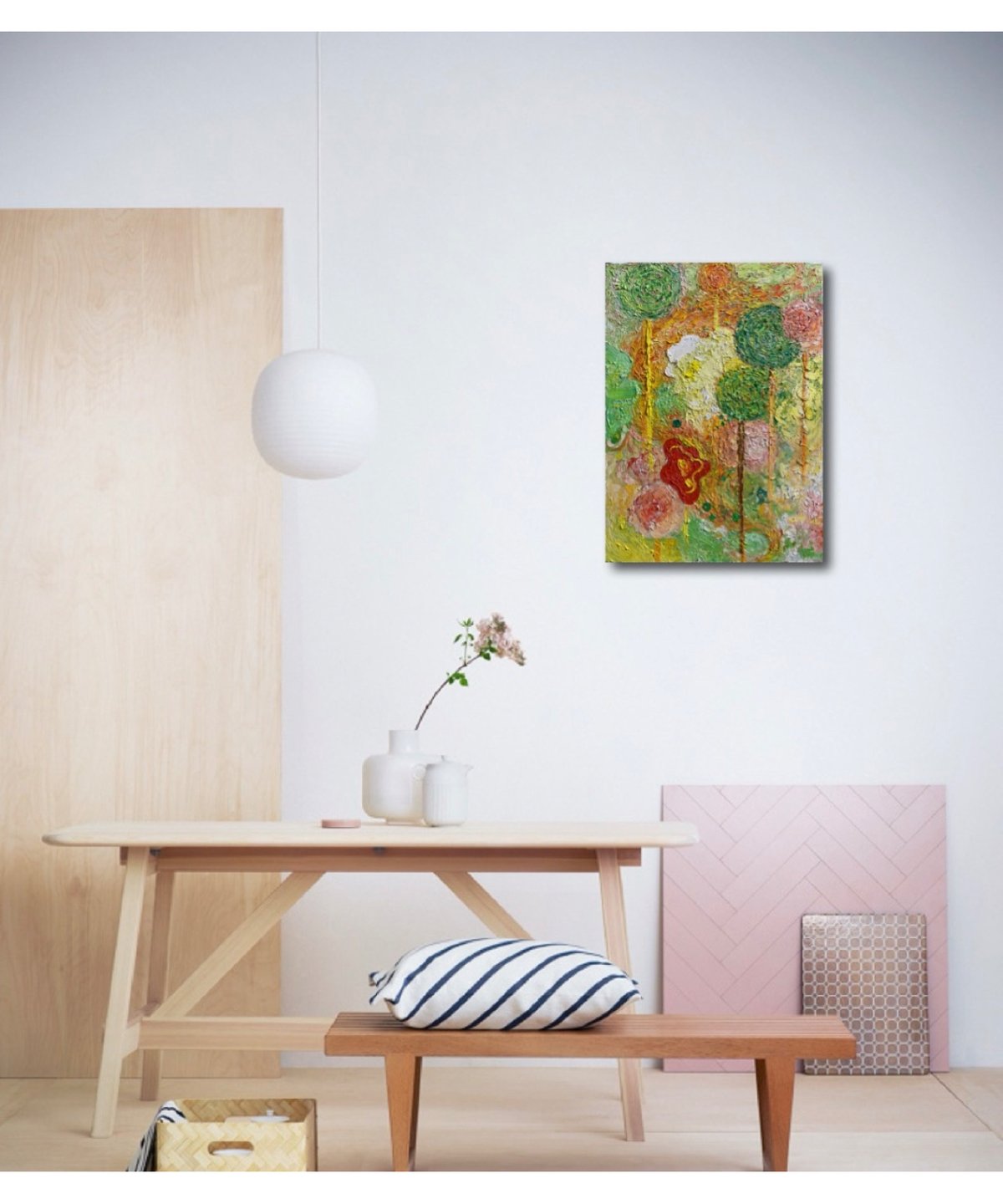 油彩画 花瓶に入った花 花瓶に入った美しい花の静物画油絵オリジナルアートワーク