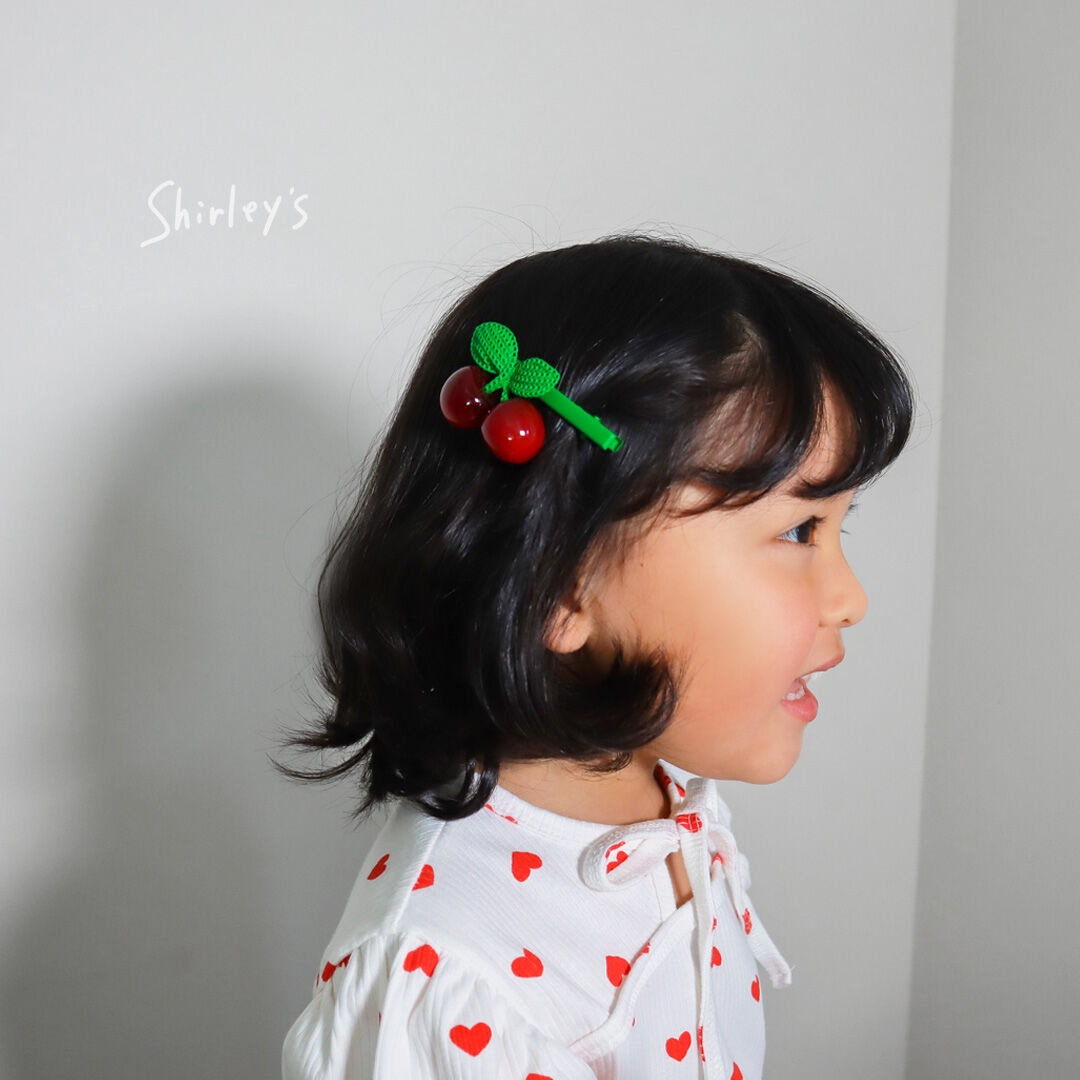 ꫛꫀꪝ【さくらんぼ付きペタシャム③】ベビーヘアクリップ　キッズヘアクリップ ꫛꫀꪝ【さくらんぼ付きペタシャム③】ベビーヘアクリップキッズ