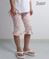 【ラスト・ピンクS90~100/L108~116】ドット＆フラワー7分丈パンツ