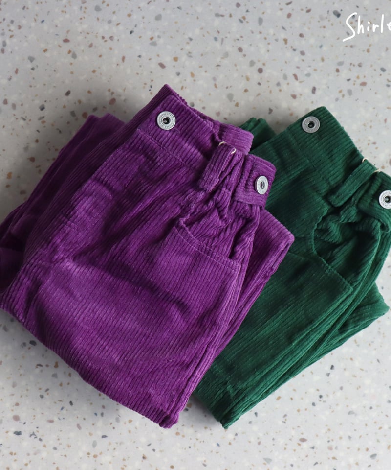 ラスト・パープル100/グリーン110】2カラーコーデュロイワイドパンツ