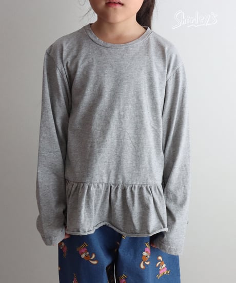 【ラスト・S/80~90cm】裾フリルシンプルロンT