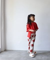 【ラスト・レッドL/110サイズ】ラウンドカット裾シンプルTシャツ