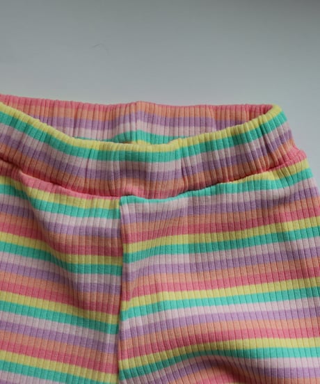 【95~135cm】レインボーリブフレアパンツ