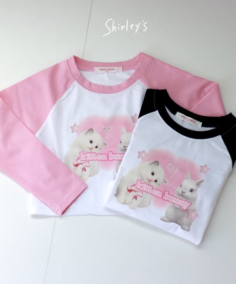 【ラスト・S90~/M100~/L110~】Kitten bunny長袖Tシャツ