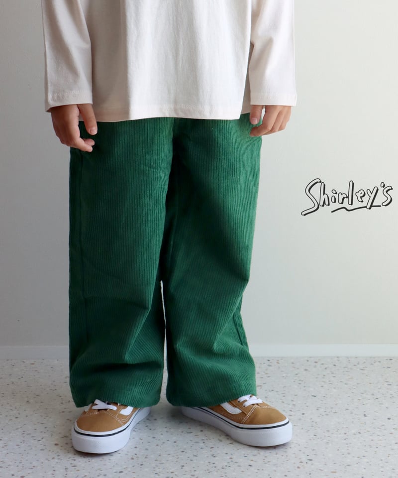 ラスト・パープル100/グリーン110】2カラーコーデュロイワイドパンツ