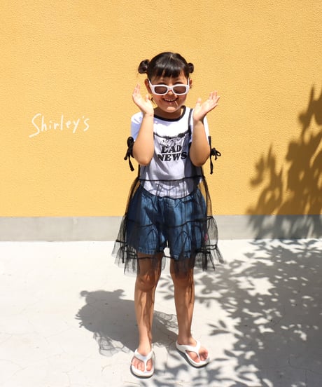 【ラスト・5号90~100/9号110~115】袖リボンクロップTシャツ