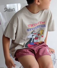【ラスト・ベージュM100~108】Tweety&Sylvester半袖Tシャツ