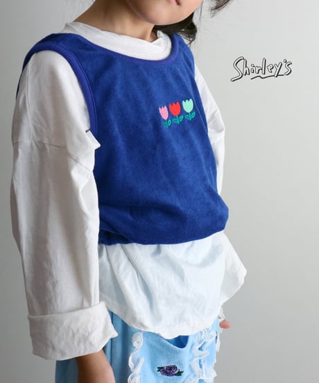 【90～122cm】フラワーレイヤードタンクトップ