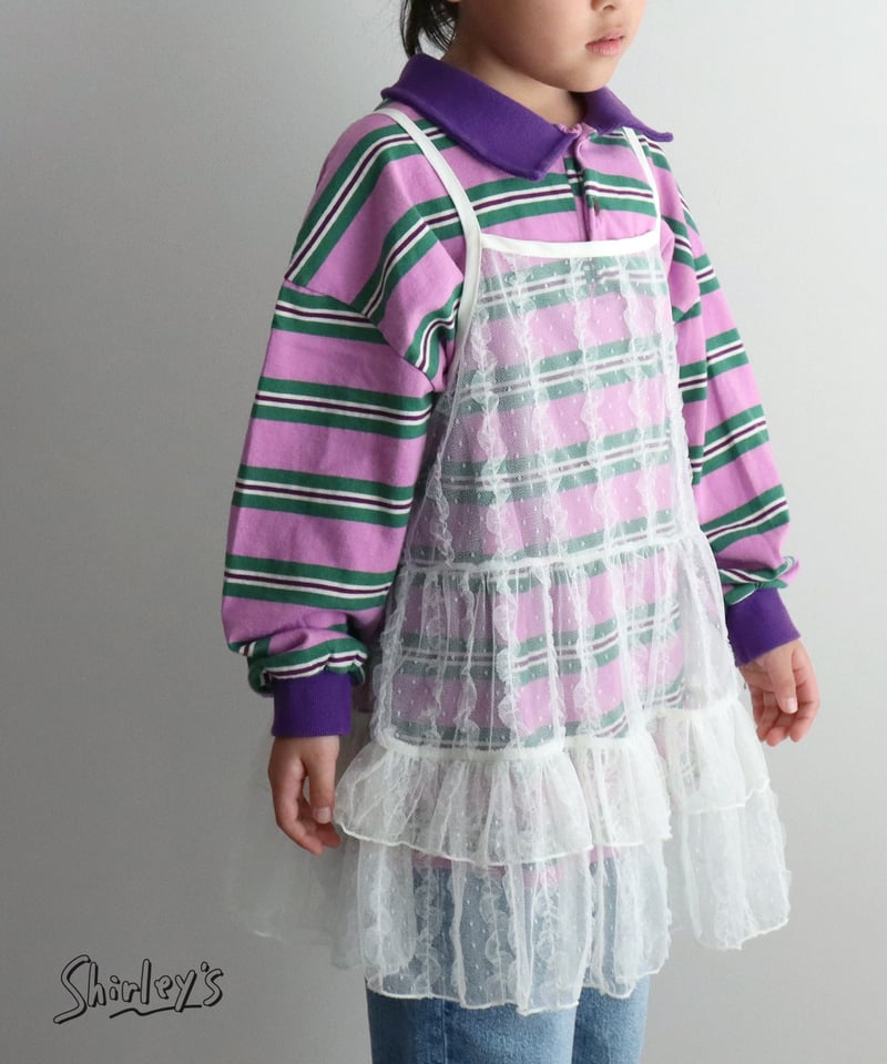 90～122cm】襟付きボーダーTシャツ | Shirley's