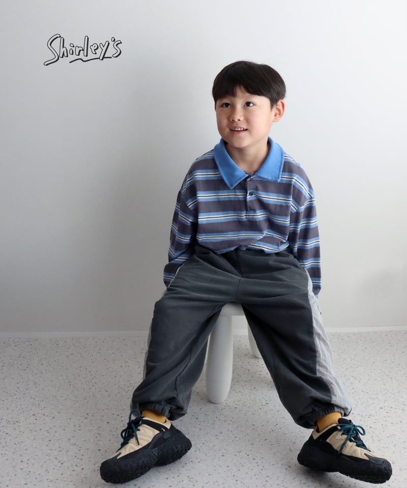 90～122cm】襟付きボーダーTシャツ | Shirley's