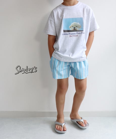 【ラスト・ブルーS90㎝~/XL116㎝~】ストライプ柄ショートパンツ
