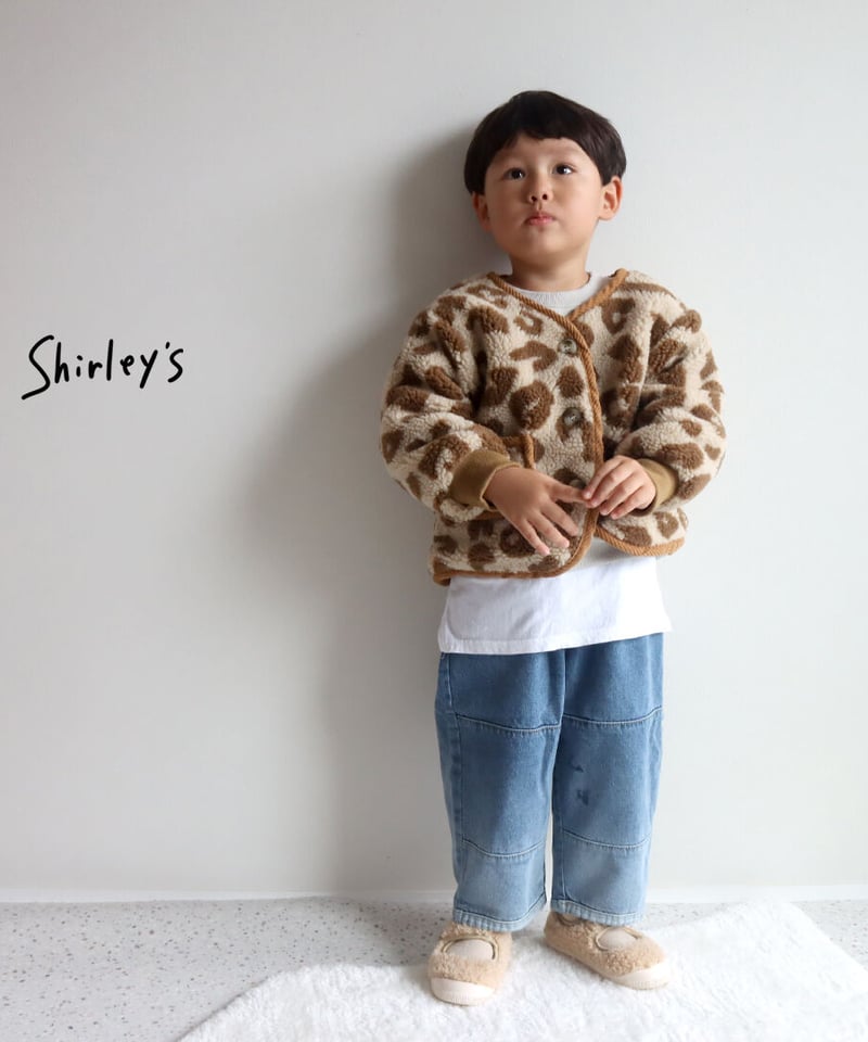 ラスト・100~130ベージュ】レオパード柄ボアジャケット | Shirley's