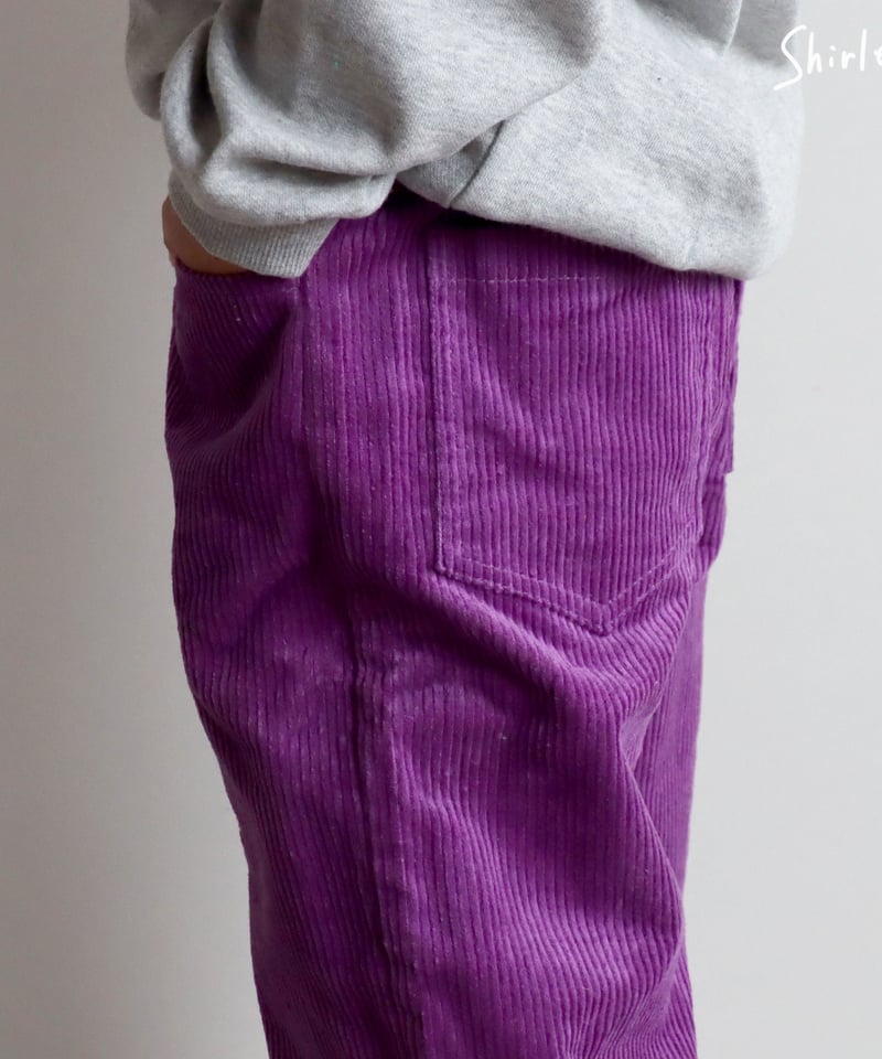 ラスト・パープル100/グリーン110】2カラーコーデュロイワイドパンツ