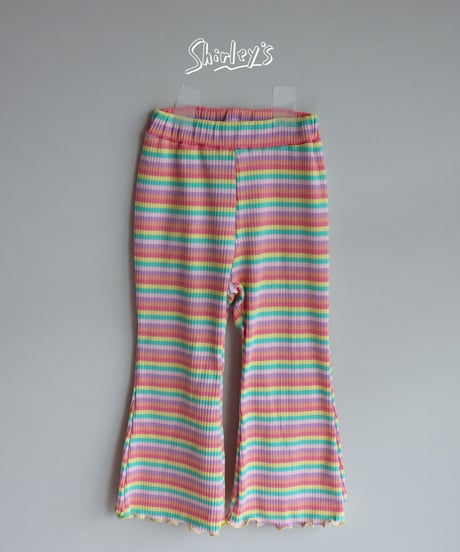 【95~135cm】レインボーリブフレアパンツ