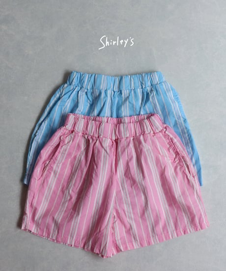 【ラスト・ブルーS90㎝~/XL116㎝~】ストライプ柄ショートパンツ