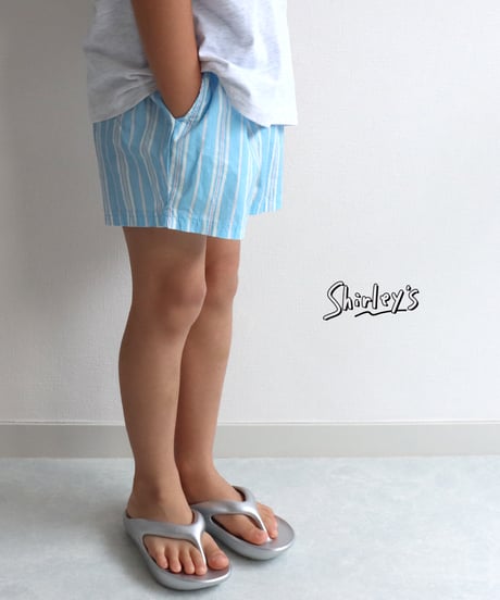 【ラスト・ブルーS90㎝~/XL116㎝~】ストライプ柄ショートパンツ