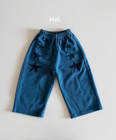 【93～123㎝】スターストレッチコットンワイドパンツ