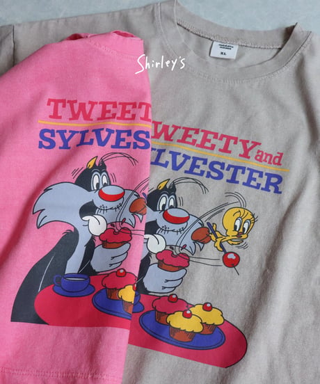 【ラスト・ベージュM100~108】Tweety&Sylvester半袖Tシャツ
