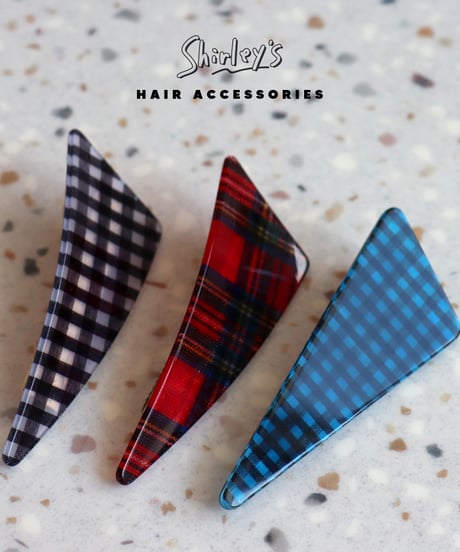 チェック柄ヘアクリップ