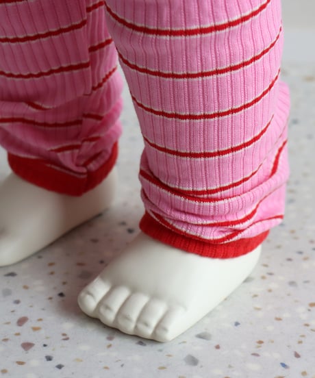 【80～120size】配色デザイン細ボーダーリブセット