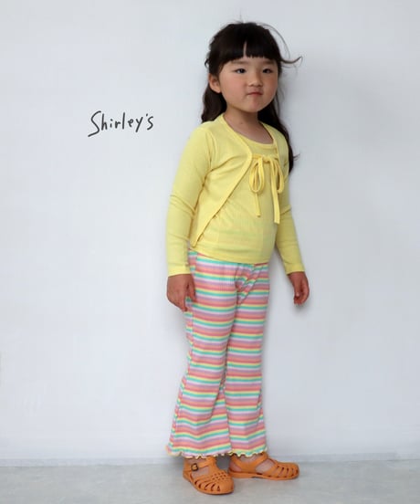 【95~135cm】レインボーリブフレアパンツ