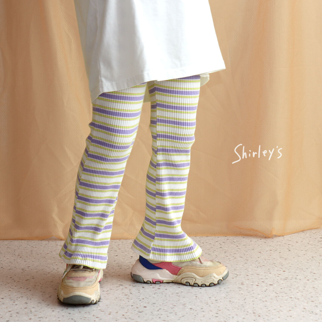 ラスト・L/XL】ボーダー柄ブーツカットフレアパンツ | Shirley