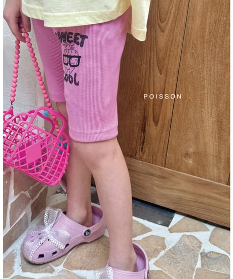 【90〜122cm】SWEET/COOLワッフル5分丈レギンス