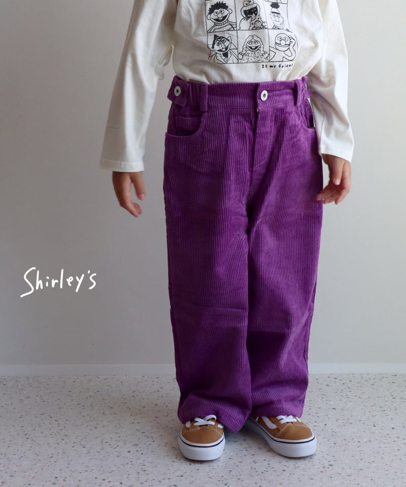 ラスト・パープル100/グリーン110】2カラーコーデュロイワイドパンツ