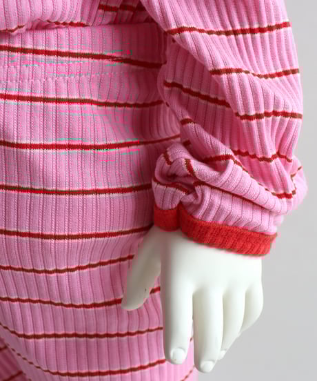 【80～120size】配色デザイン細ボーダーリブセット