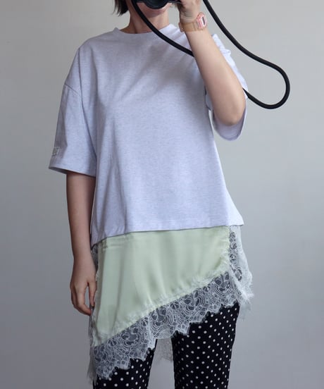 【ADULT】サテンレイヤードデザインTシャツ