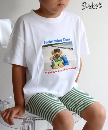 【ラスト・S80～90/M90～100】Swimming day 半袖Tシャツ