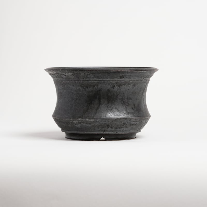 オリジナル陶器鉢 “くびれ” ブラック SSサイズ | Agave & Caudex Port