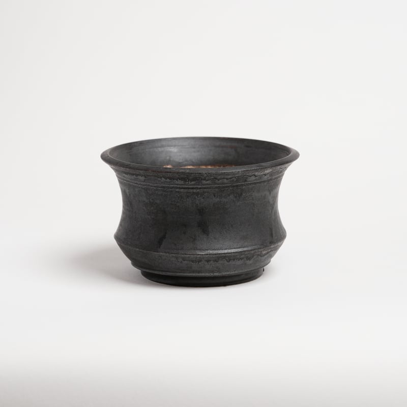 オリジナル陶器鉢 “くびれ” ブラック SSサイズ | Agave & Caudex Port