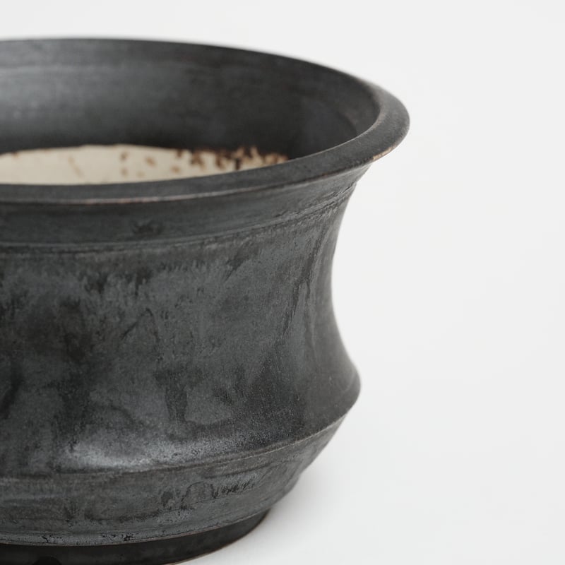 オリジナル陶器鉢 “くびれ” ブラック SSサイズ | Agave & Caudex Port