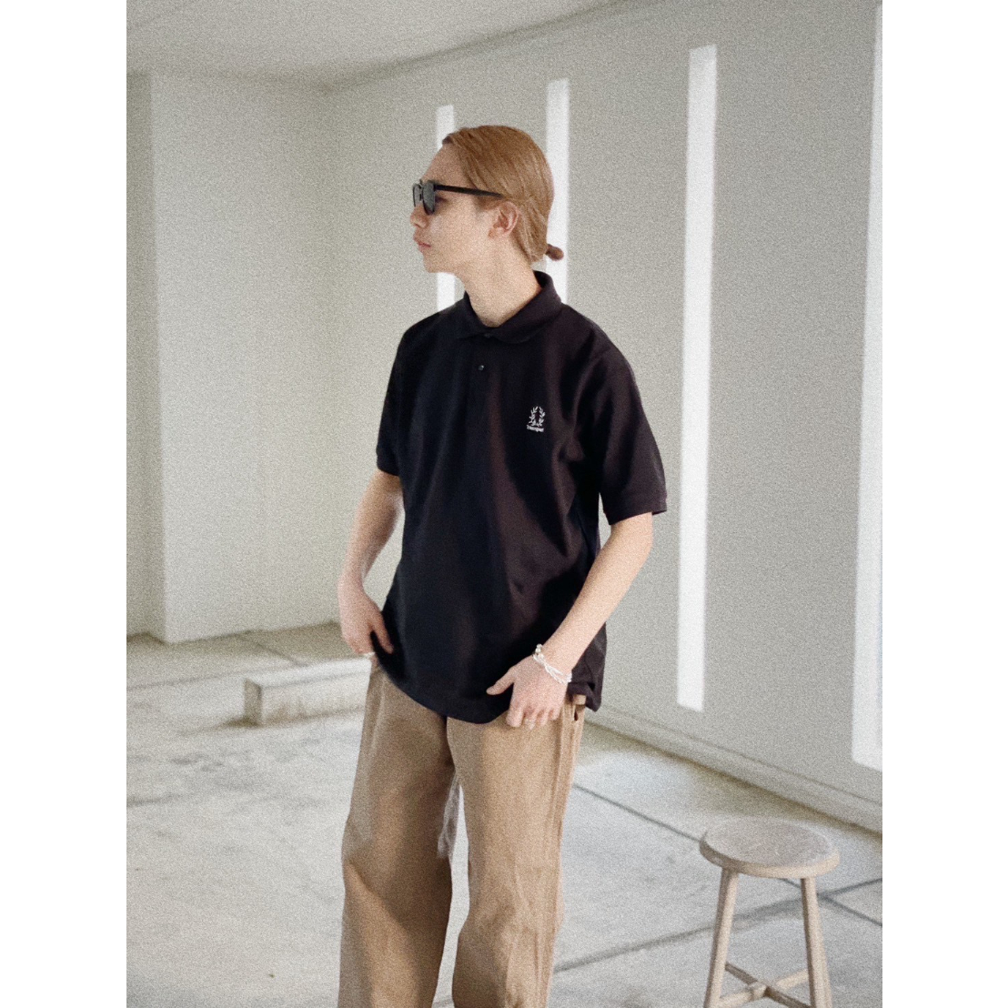 transport　月桂樹POLO SHIRT black Transport 月桂樹POLO SHIRT | tokishirazu