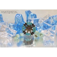 Marquise Eyelet Louts Insert (Surgical Stainless, Silver / Brown, Mint Green & Ruby Zirconia)