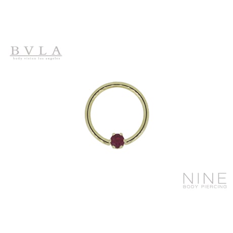Round 6 Prong Captive Ring (YG / Ruby)