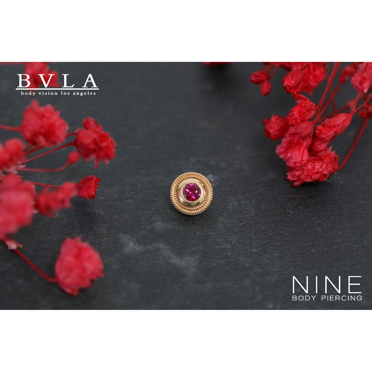 Milgrain Bezel (YG/Ruby) | NINE BODY PIERCING Milgrain Bezel (YG/Ruby) | NINE BODY PIERCING