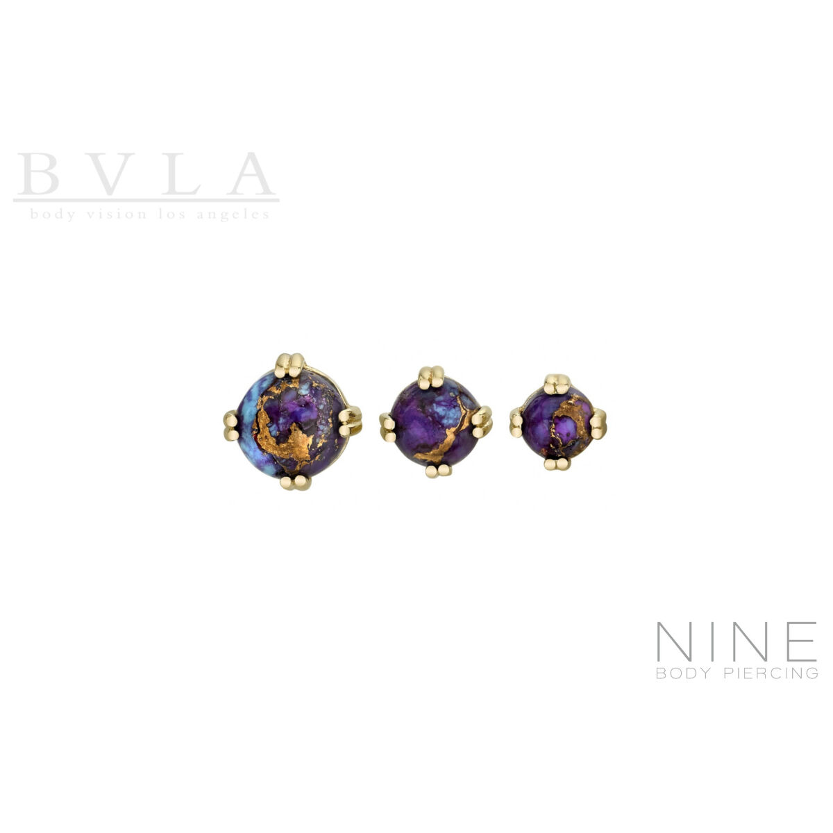Round Cab Prong (YG/5mm/Copper Purple Turquoise
