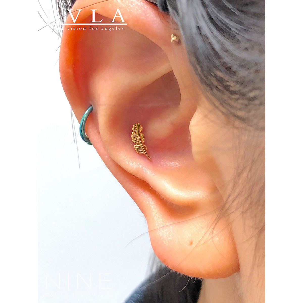 FOTUS フェトウス 胎児ピアス ピンク サイバー Y2K Feather (YG/10mm/Right) | NINE BODY PIERCING