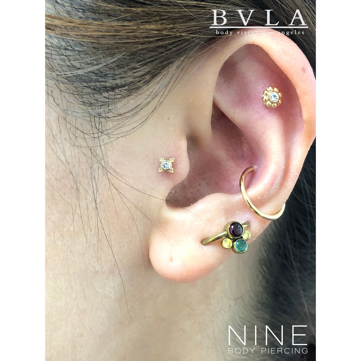 BVLA 天然アレキサンドライト 14K YG ピアスボディピアス