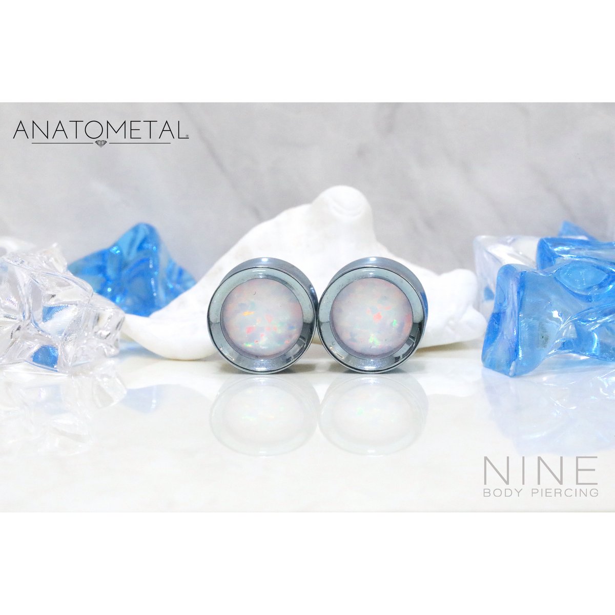 Floating Eyelets (Titanium / White Opal) | NINE