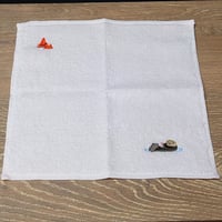 刺繍タオルハンカチ（ラッコ）- ライトピンク
