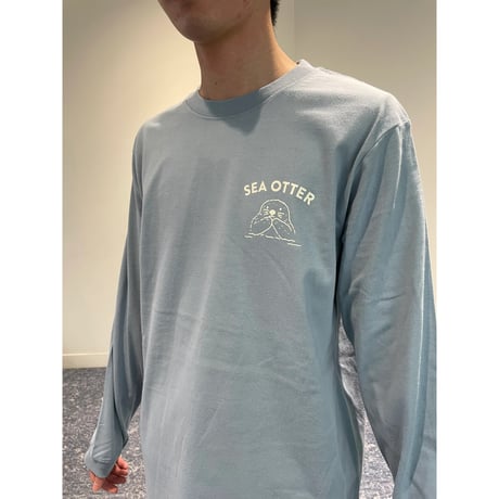 ロングTシャツ（4コマラッコ）- アシッドブルー