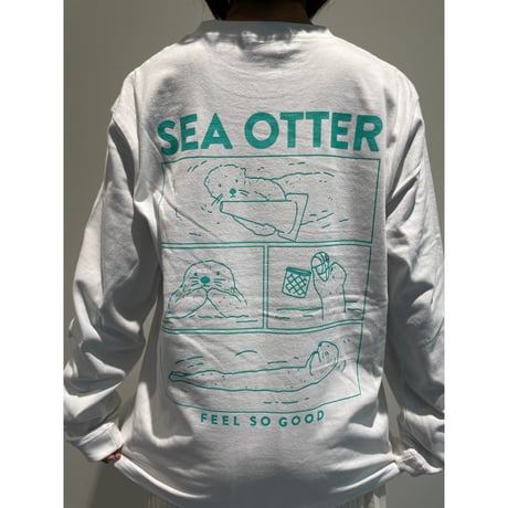 ロングTシャツ（4コマラッコ）- ホワイト