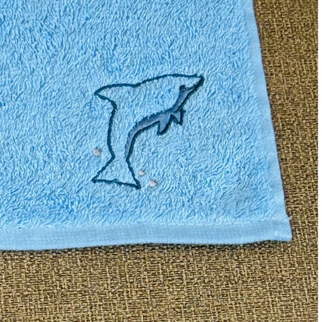 オーガニックコットン刺繍ミニタオル（バンドウイルカ）
