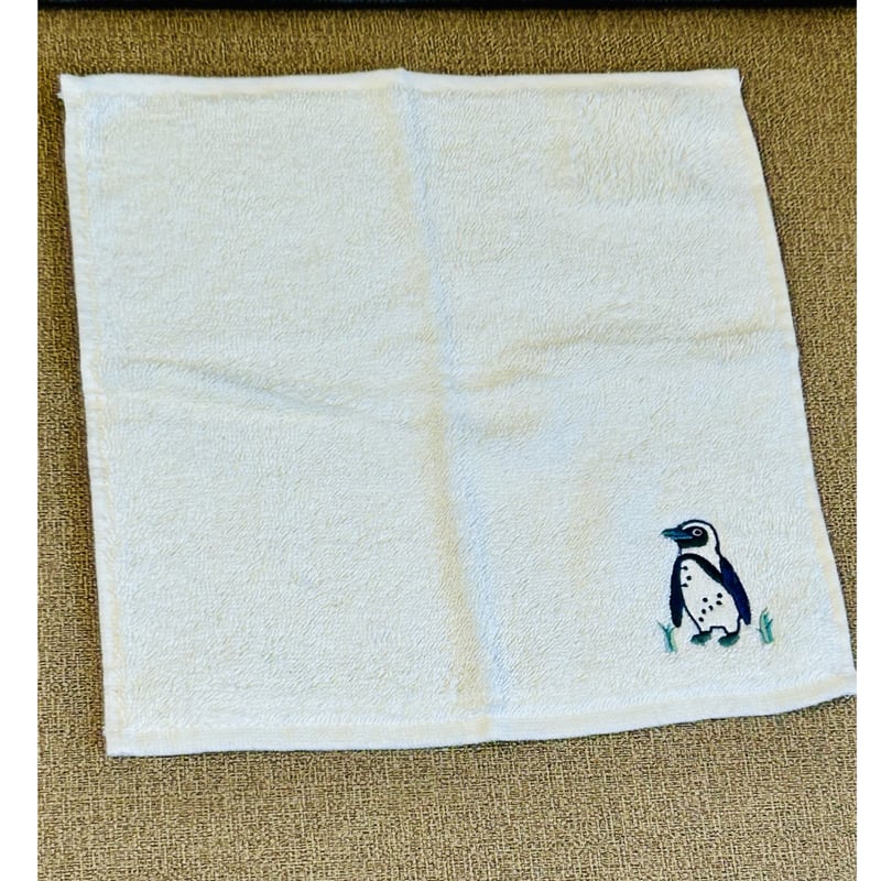 オリジナル オーガニックコットン刺繍ミニタオル(ペンギン) | すいそう ブランケット・おくるみ
